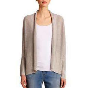 Eileen Fisher Open-Front Lightweight Cardigan in Taupe